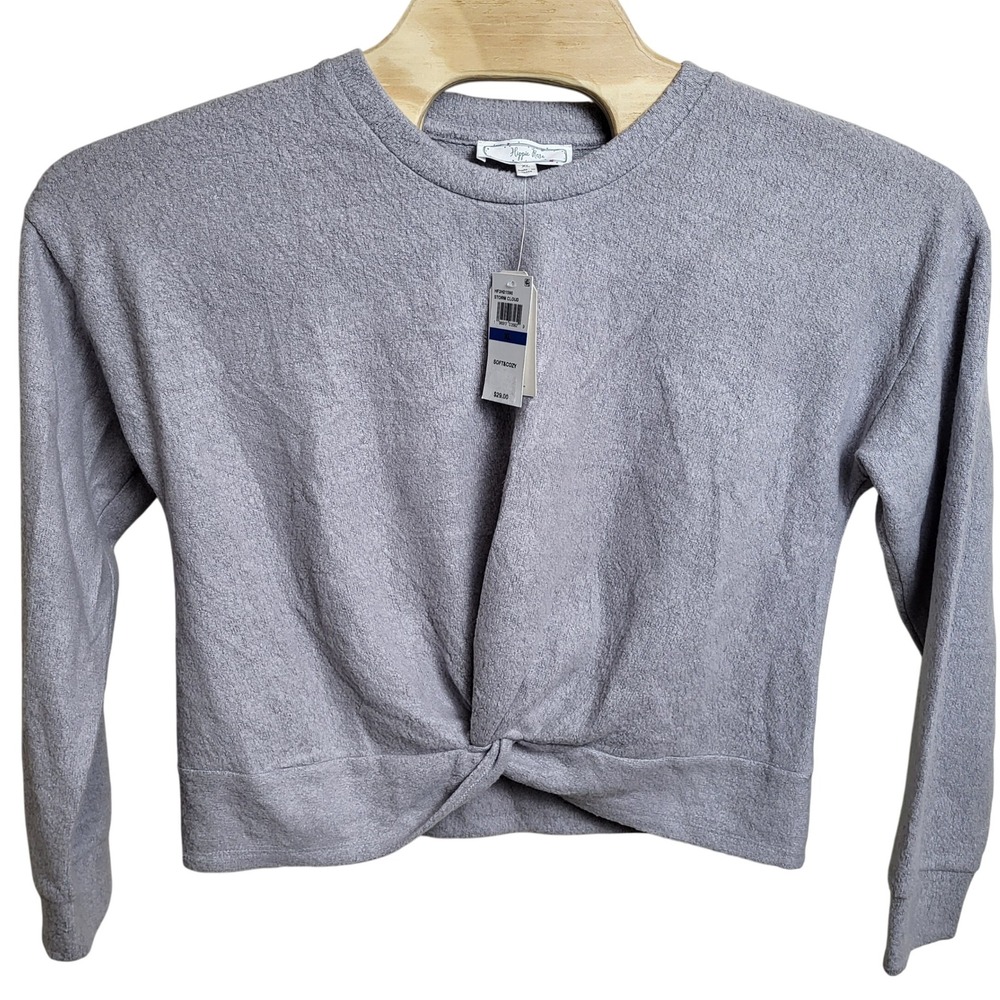 Hippie Rose Women's XL‎ Gray Soft Cozy Twist Front Long Sleeve Pullover Top NWT